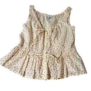 Madewell Drawstring Xxs Floral Sleeveless Blouse NWOT